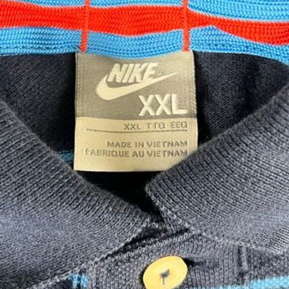 Men's Nike Dri-FIT Navy Blue Light Blue Striped Golf Polo Shirt Size 2XL EXC - Picture 3 of 10